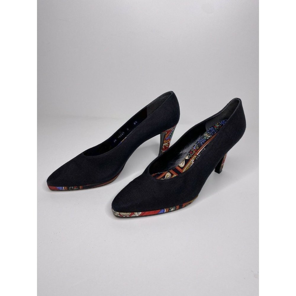 Nicole Miller x Stuart Weitzman Heels Size 8.5 VINTAGE Women's Fabric Art Pumps - Picture 4 of 6